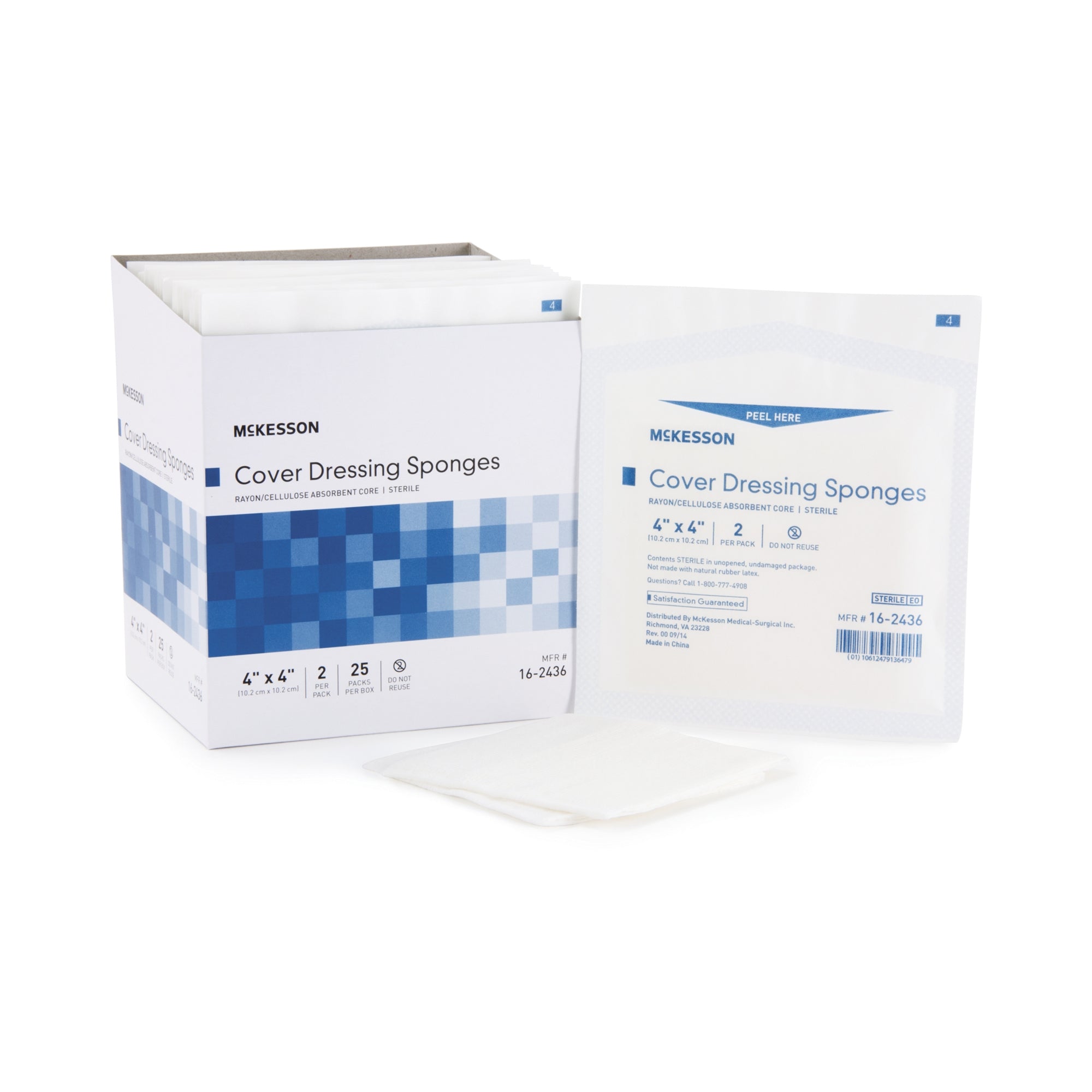 Cellulose Filled Nonwoven Sponge McKesson 4 X 4 Inch Sterile 2 per Pack, Packaging Type - Box