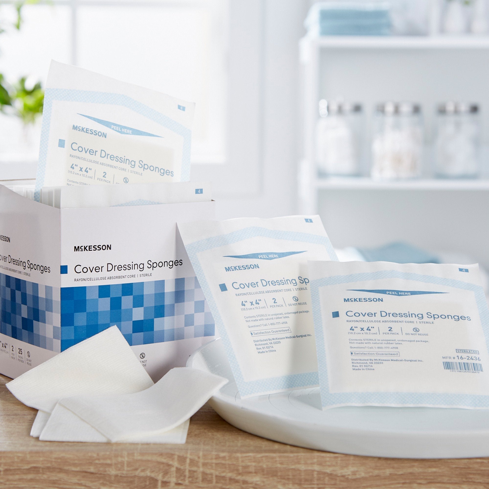 Cellulose Filled Nonwoven Sponge McKesson 4 X 4 Inch Sterile 2 per Pack, Packaging Type - Box