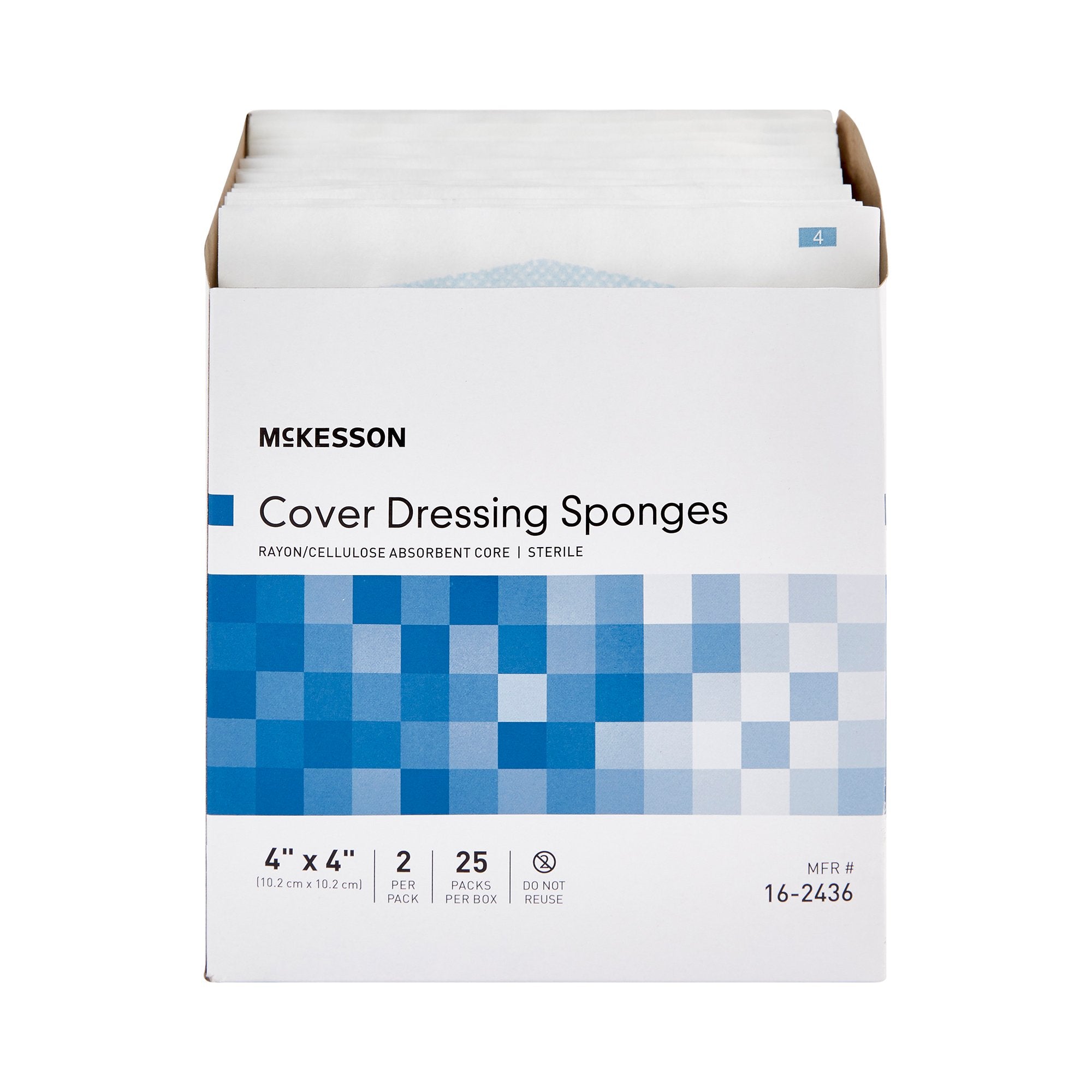 Cellulose Filled Nonwoven Sponge McKesson 4 X 4 Inch Sterile 2 per Pack, Packaging Type - Box