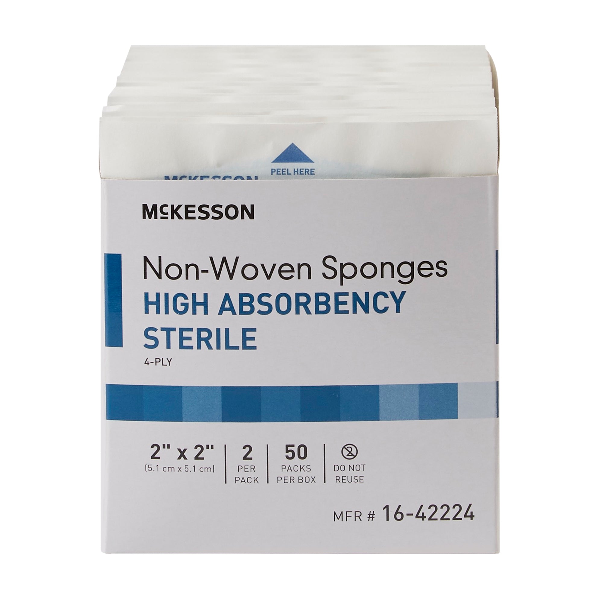 Nonwoven Sponge McKesson 2 X 2 Inch 4-Ply Sterile 2 per Pack, Packaging Type- Case