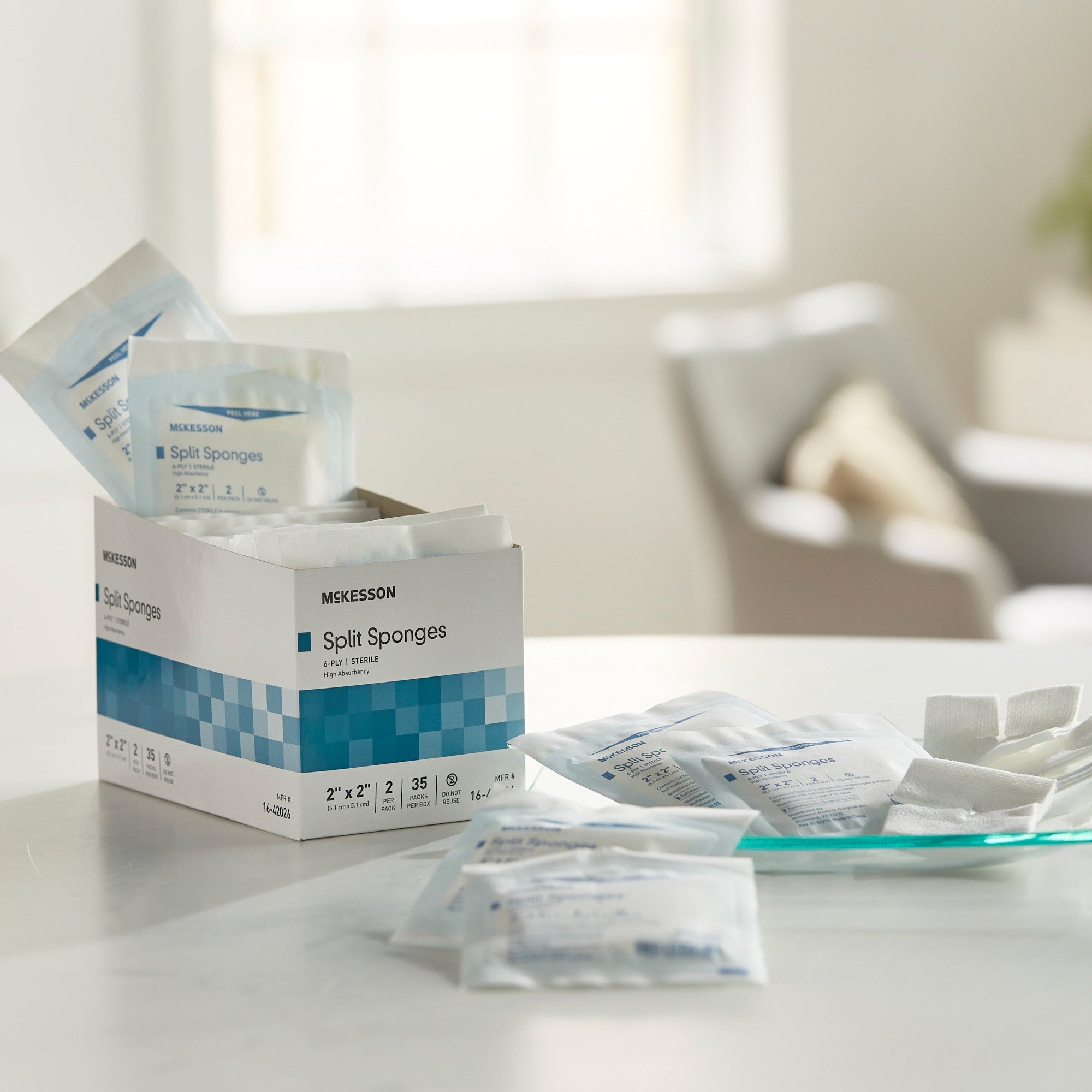 Esponja IV McKesson de 2 x 2 pulgadas, 6 capas, estéril, 2 por paquete, tipo de embalaje: caja