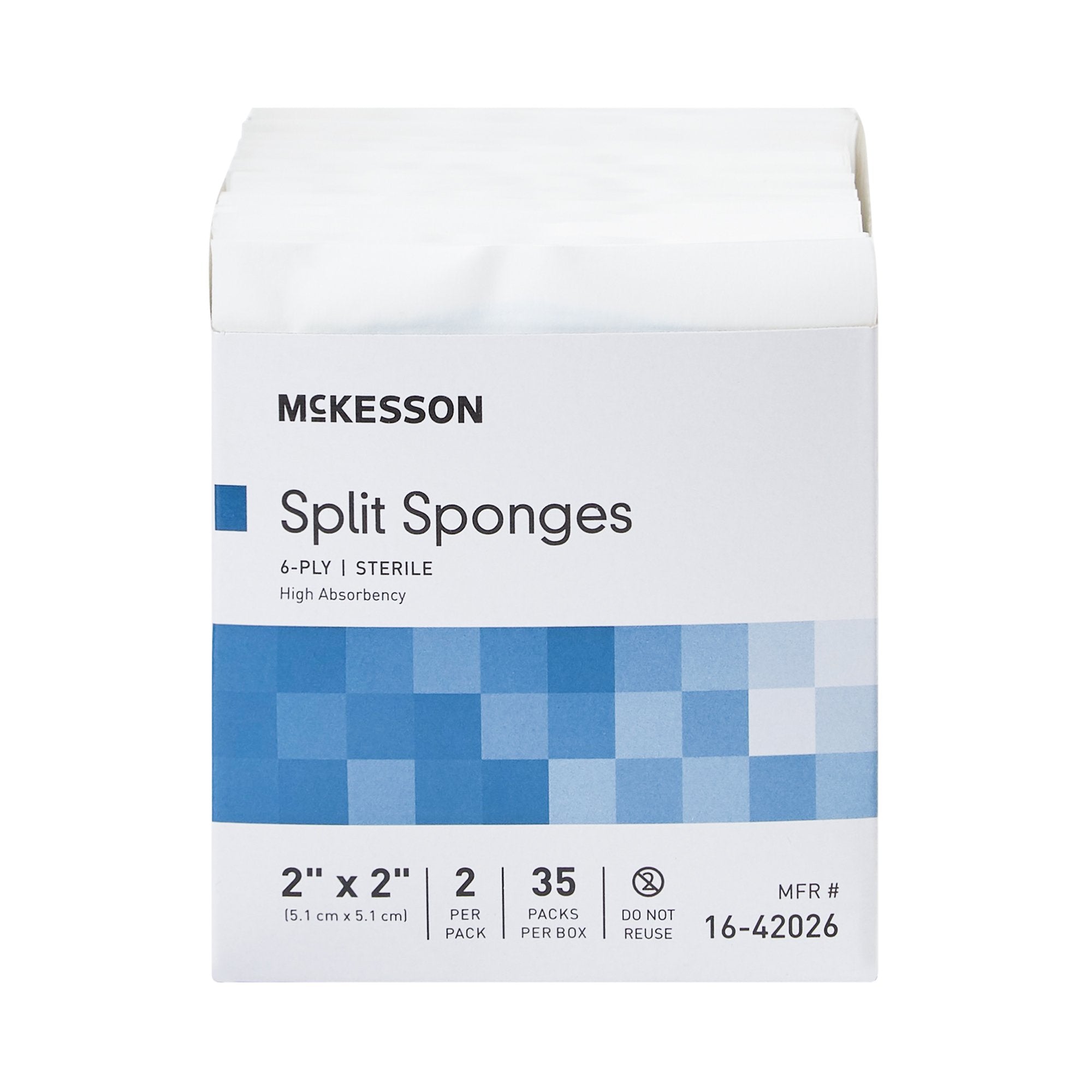 Esponja IV McKesson de 2 x 2 pulgadas, 6 capas, estéril, 2 por paquete, tipo de embalaje: caja