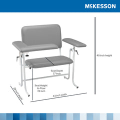 Blood Drawing Chair McKesson 1 Straight Arm / 1 Flip Up Arm Gray, Packaging Type- Each