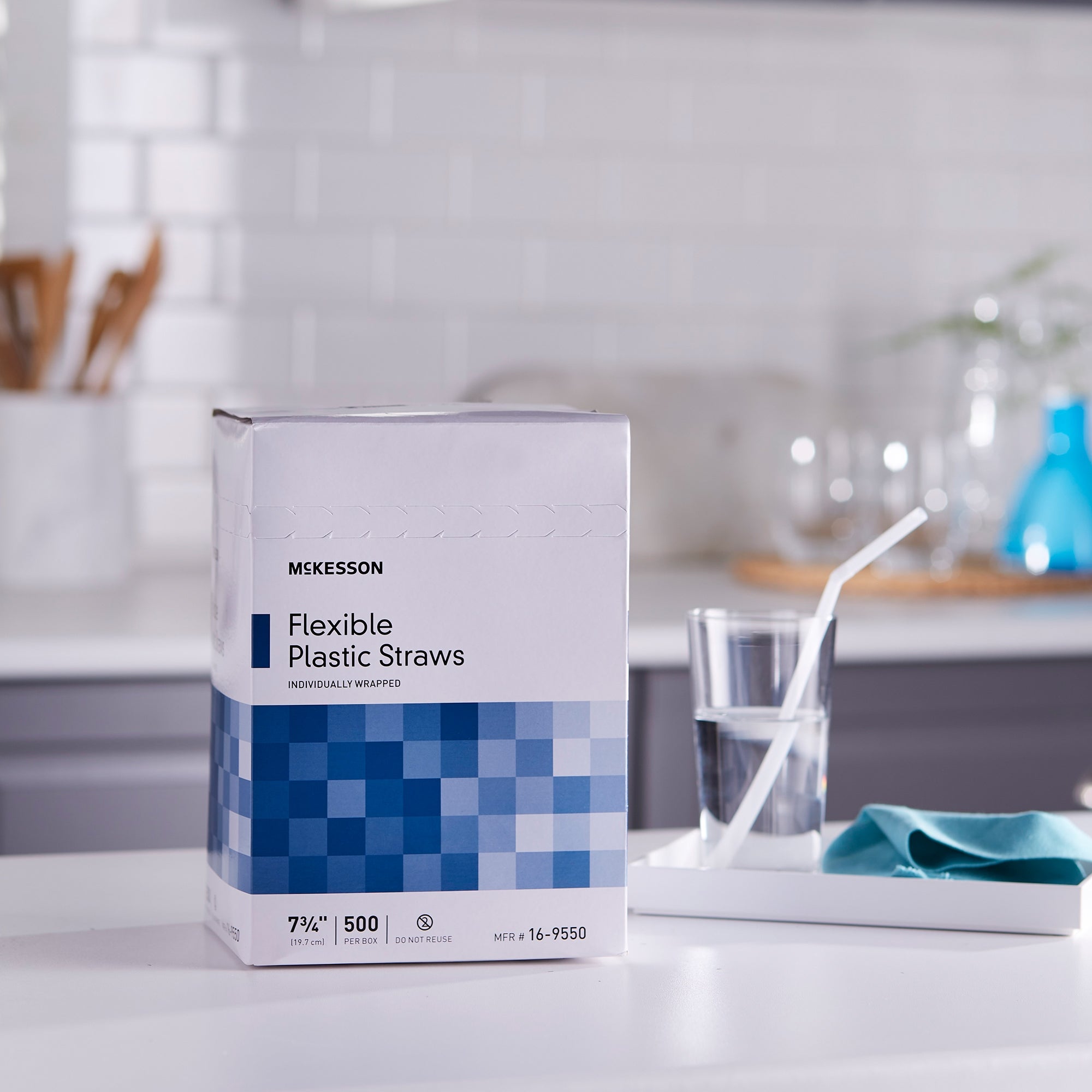 Flexible Drinking Straw McKesson 7-3/4 Inch Length White Individually Wrapped, Packaging Type- Case