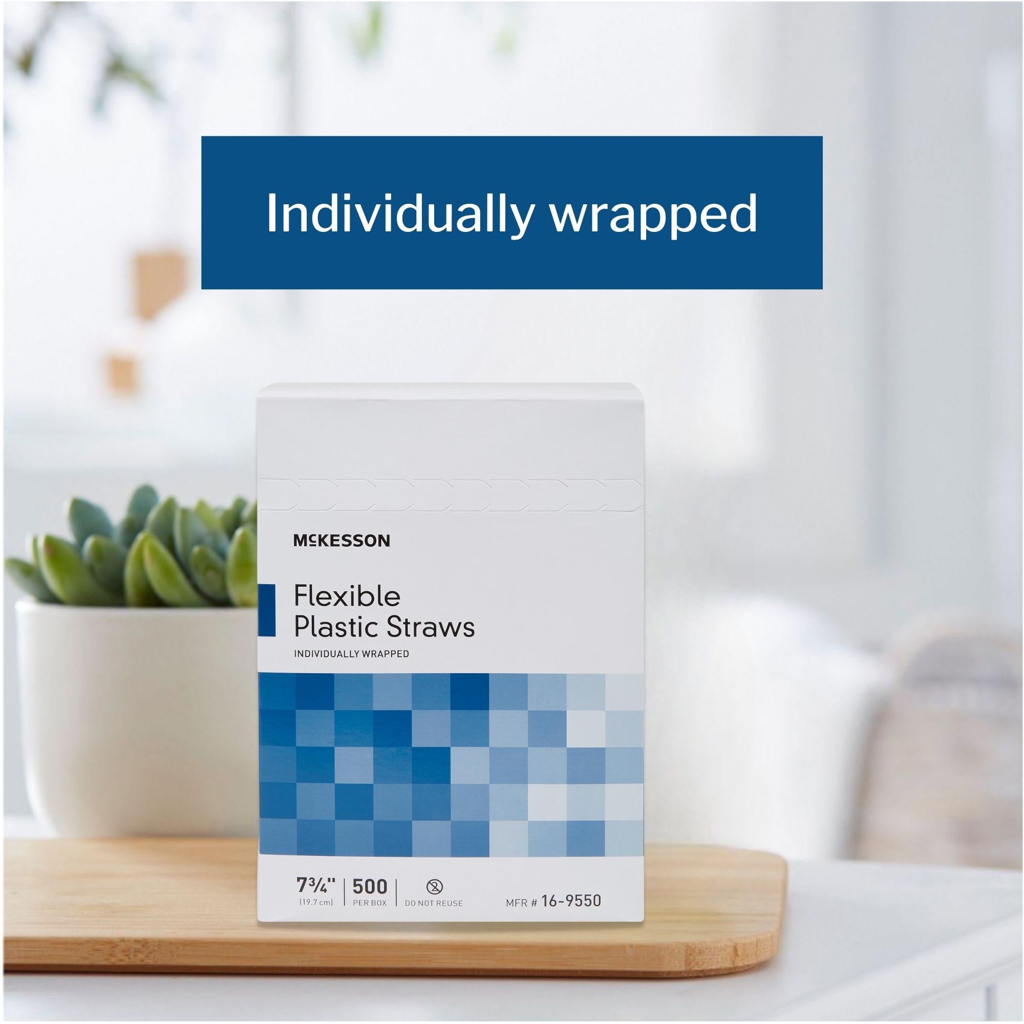 Flexible Drinking Straw McKesson 7-3/4 Inch Length White Individually Wrapped, Packaging Type- Case