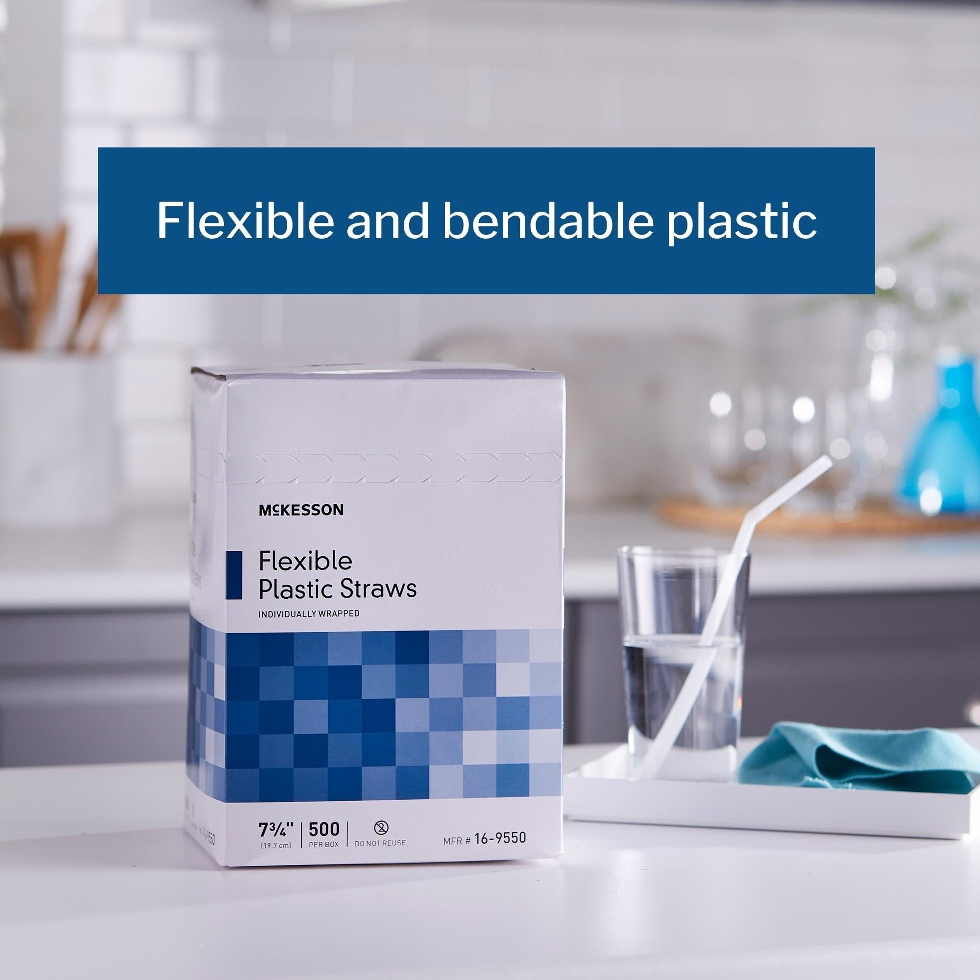 Flexible Drinking Straw McKesson 7-3/4 Inch Length White Individually Wrapped, Packaging Type- Case