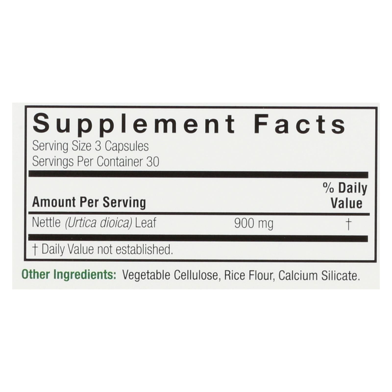 Nature's Answer - Nettle Leaf 900mg - 1 Each - 90 Cap