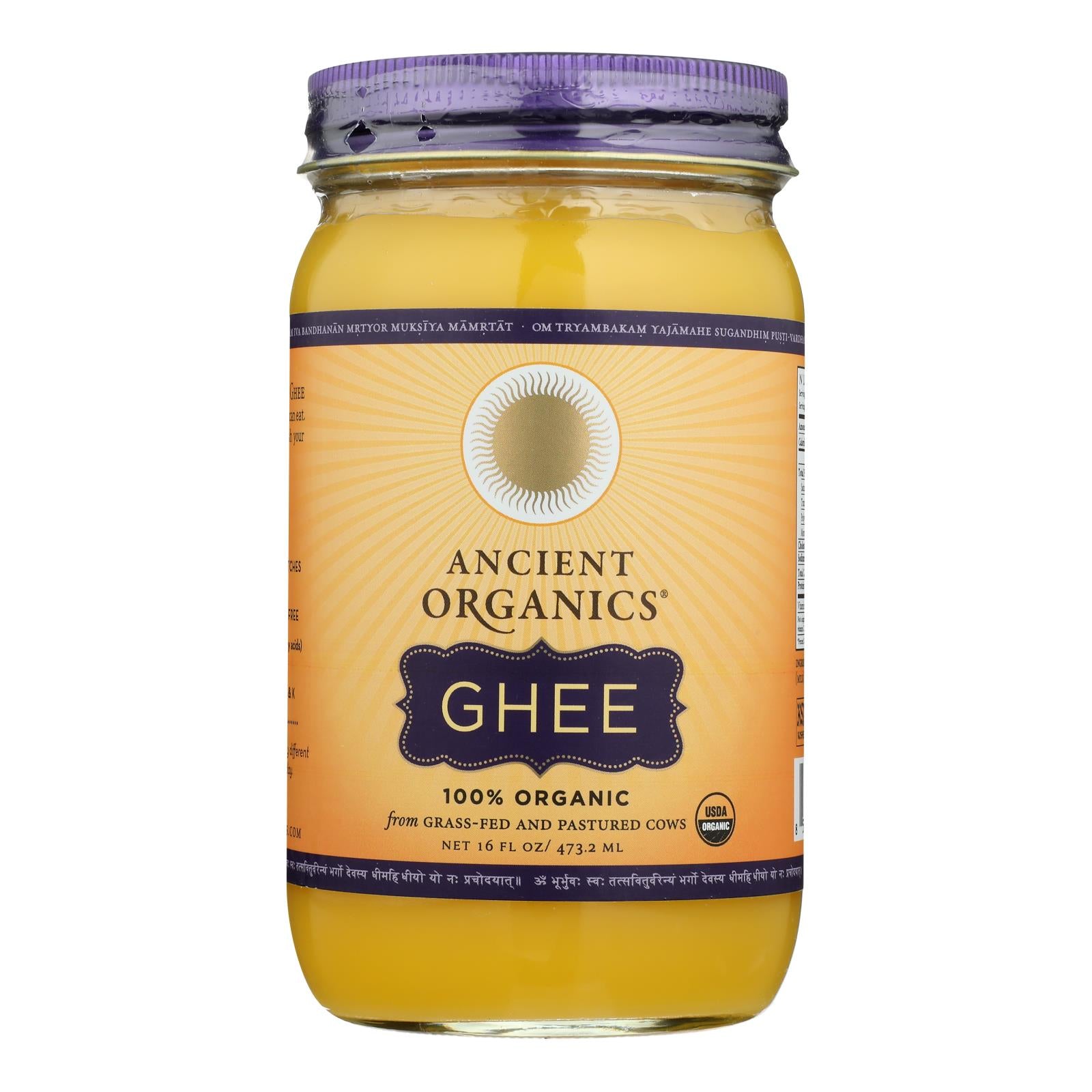 Ancient Organics - Organic Artisan Ghee - Case Of 6 - 16 Fl Oz.