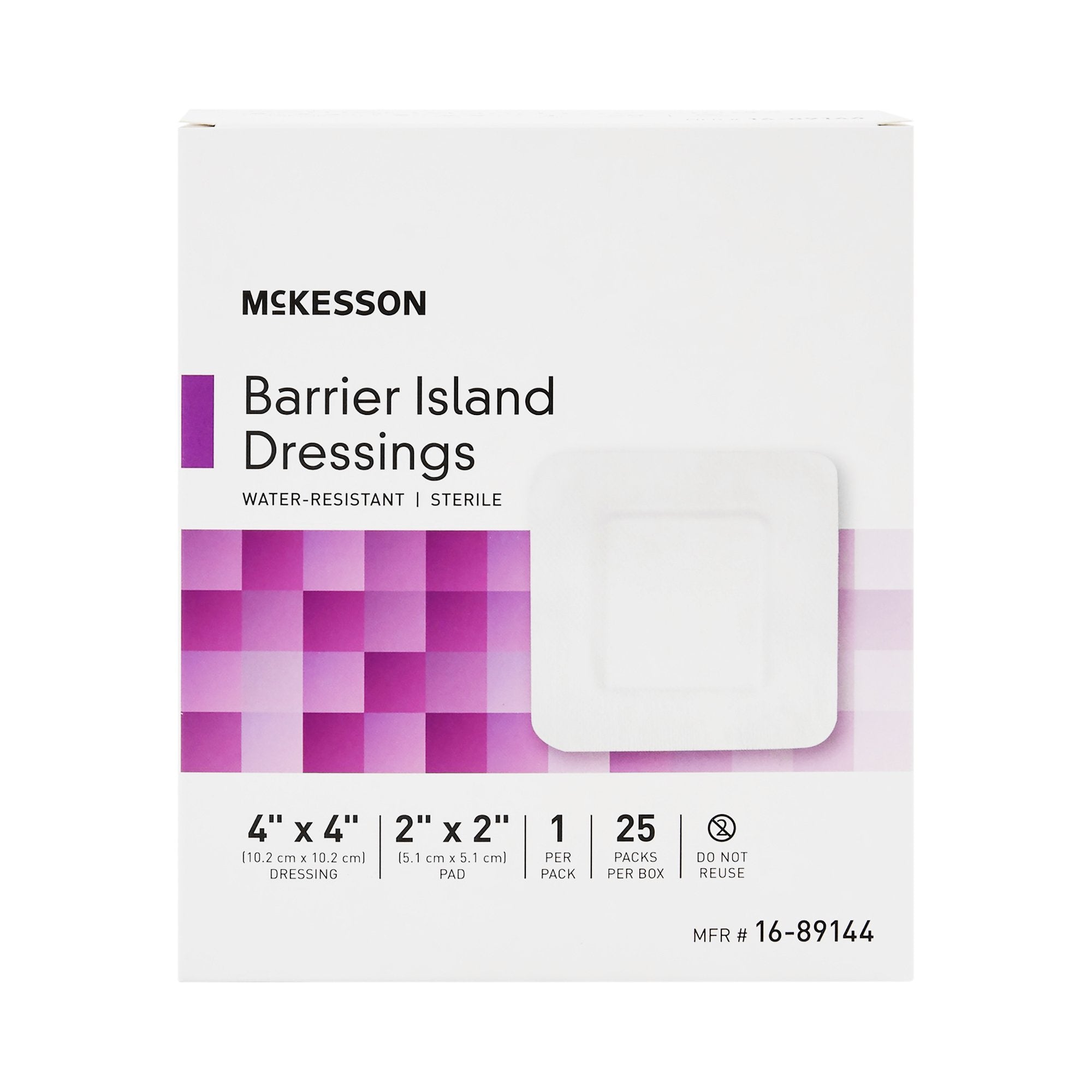 Barrier Island Composite Dressing McKesson 4 X 4 Inch Square Sterile Water Resistant Film Backing,Packaging Type- Box
