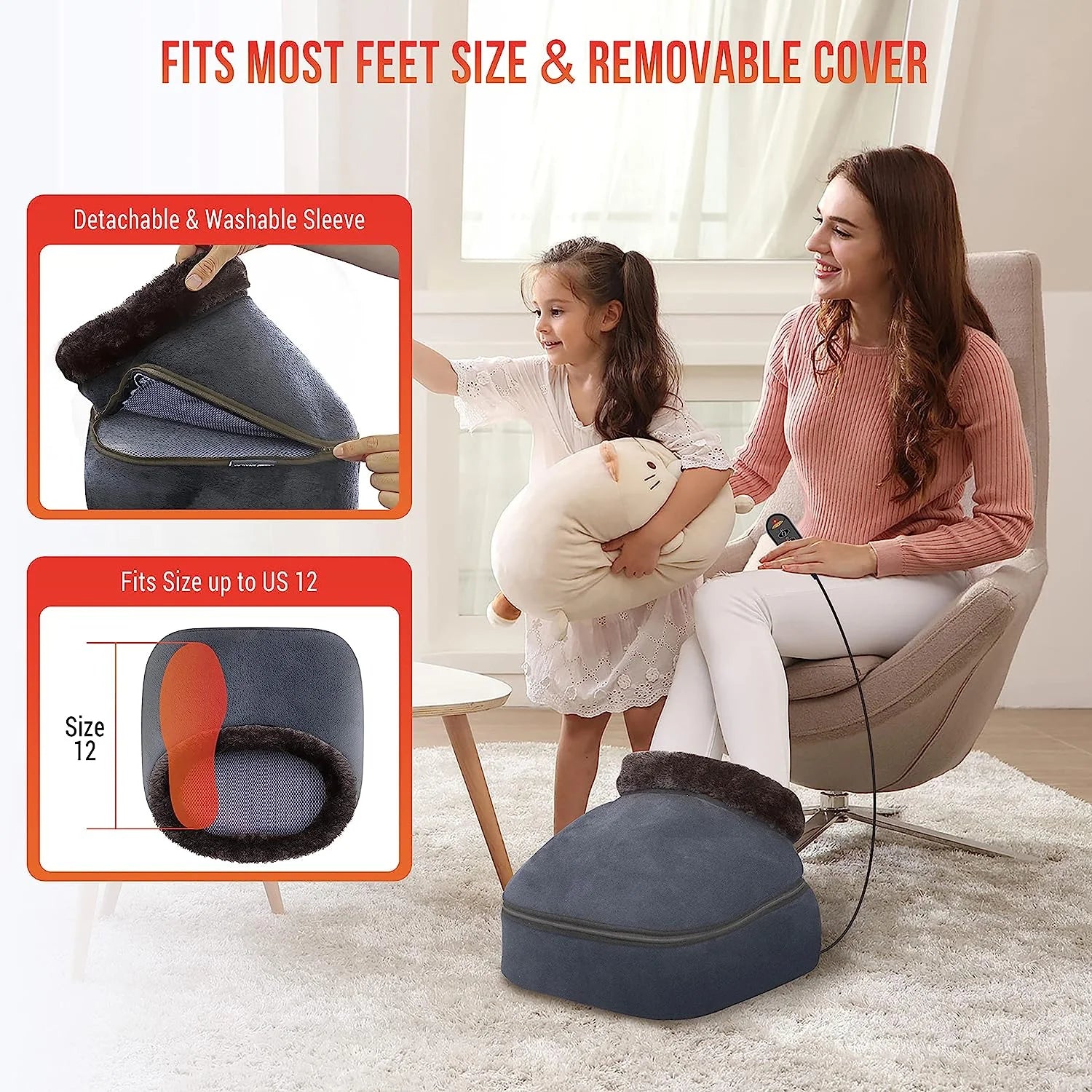 Foot Massager with Heat, 2-In-1 Shiatsu Gentle Foot and Back Massager Machine with 3 Adjustable Heating Levels