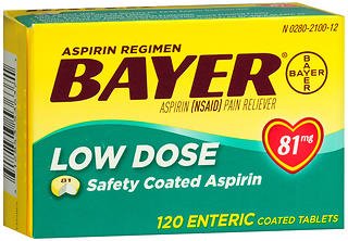 Pain Relief Bayer 81 mg Strength Aspirin Tablet 120 per Box