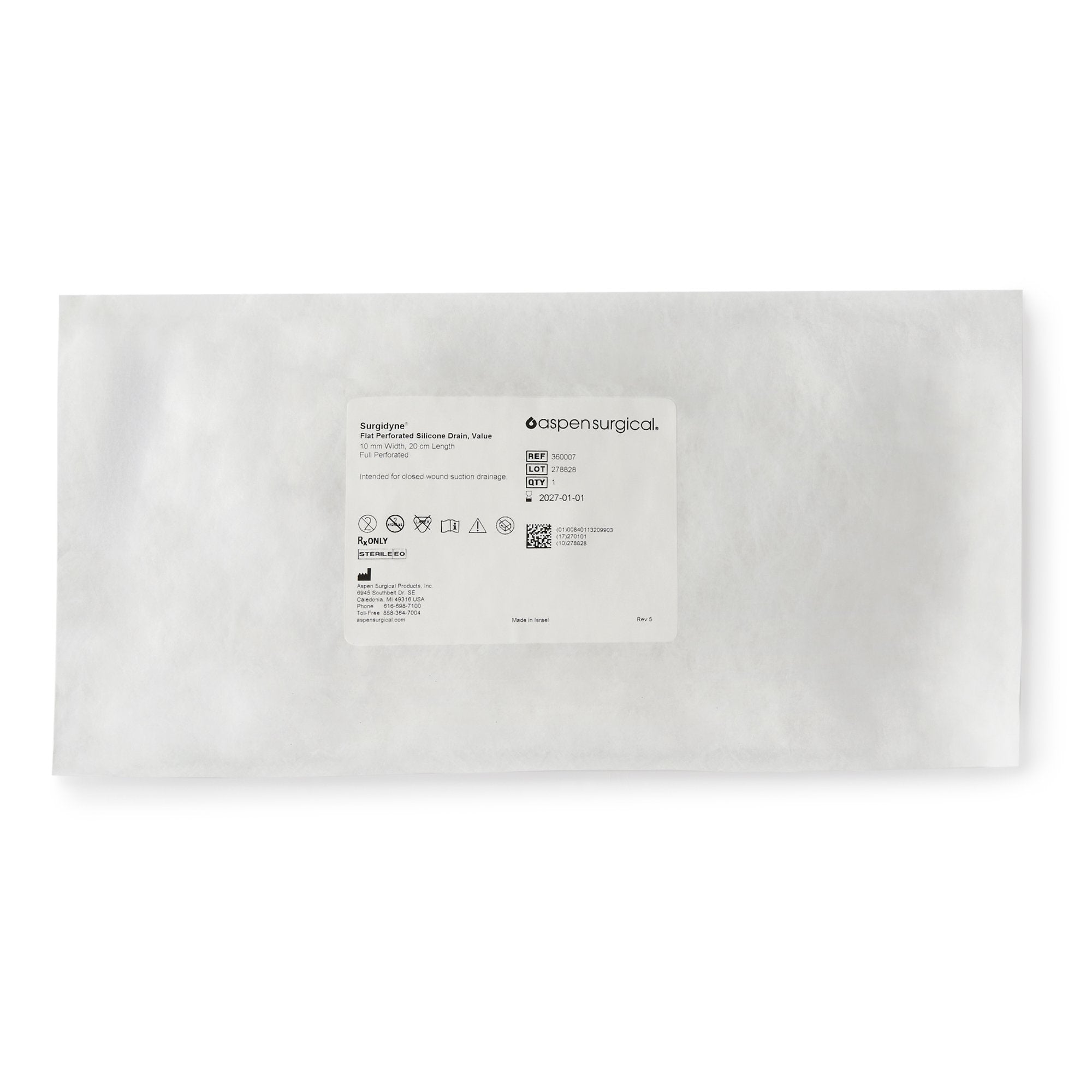 Wound Drain Tube McKesson Brand Flat Hubless Type Without Attachment Flat Perforated Channel Type 10 Fr. Size Sterile,Packaging Type- Each