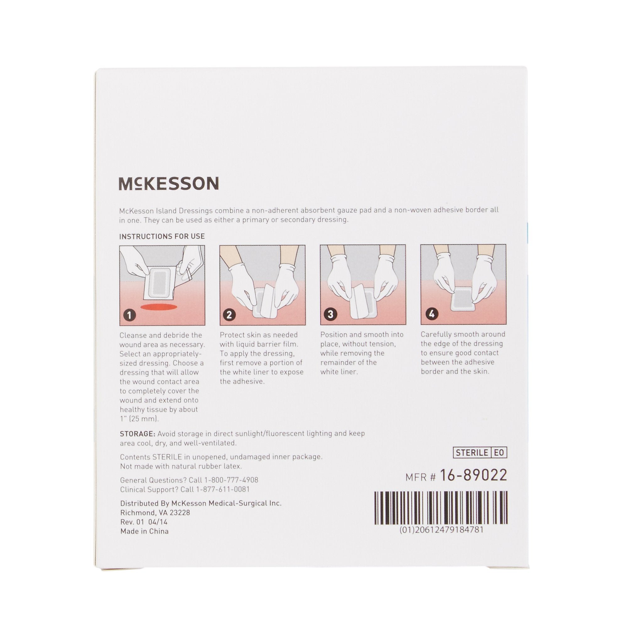 Island Dressing McKesson 2 X 2 Inch Square Sterile,Packaging Type- Box