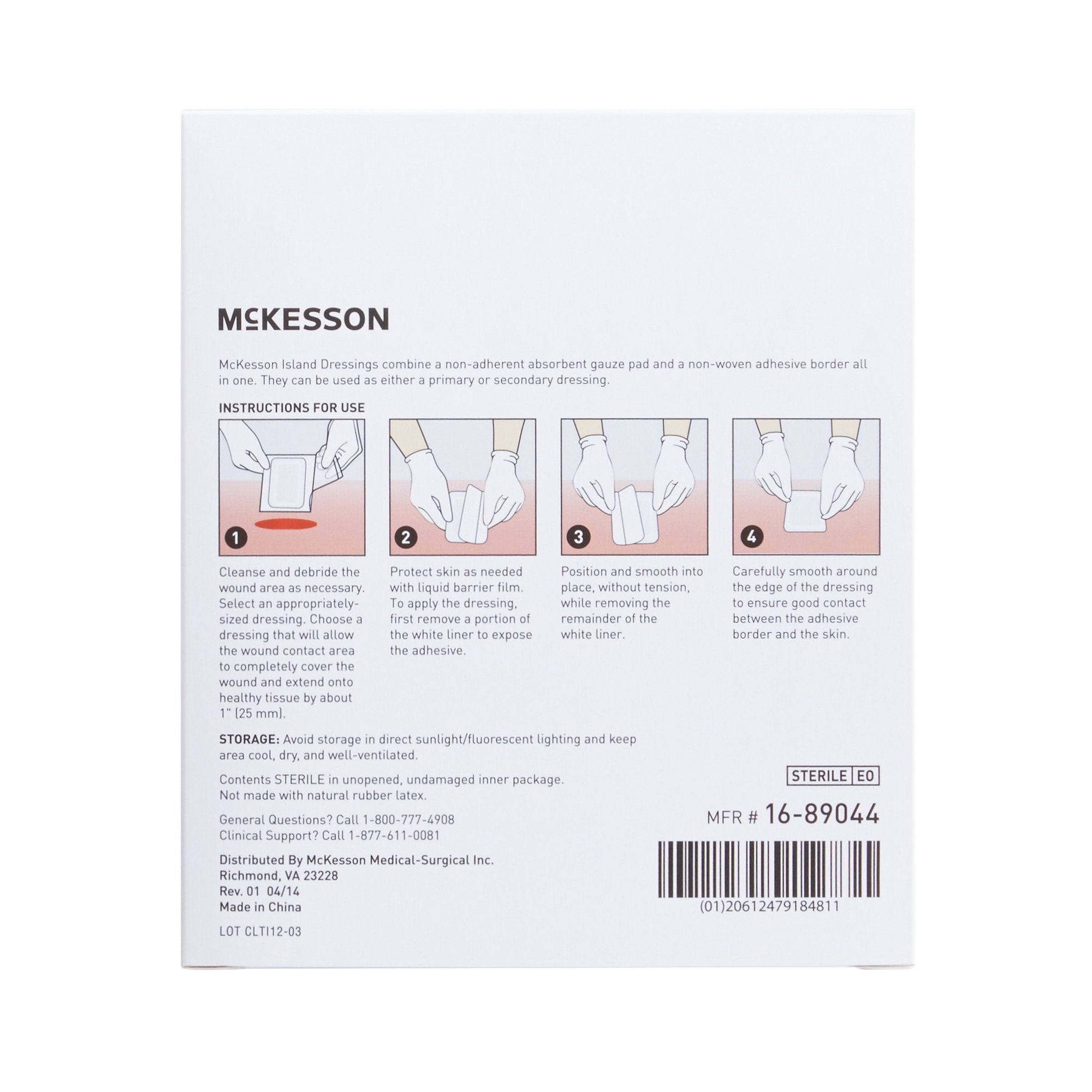 Island Dressing McKesson 4 X 4 Inch Square Sterile,  Packaging Type- Case