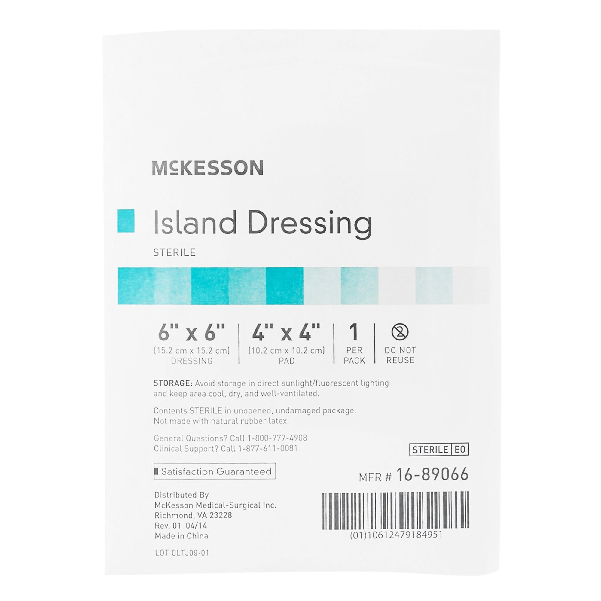 Aderezo Island McKesson, cuadrado, estéril, 6 x 6 pulgadas, tipo de embalaje: caja