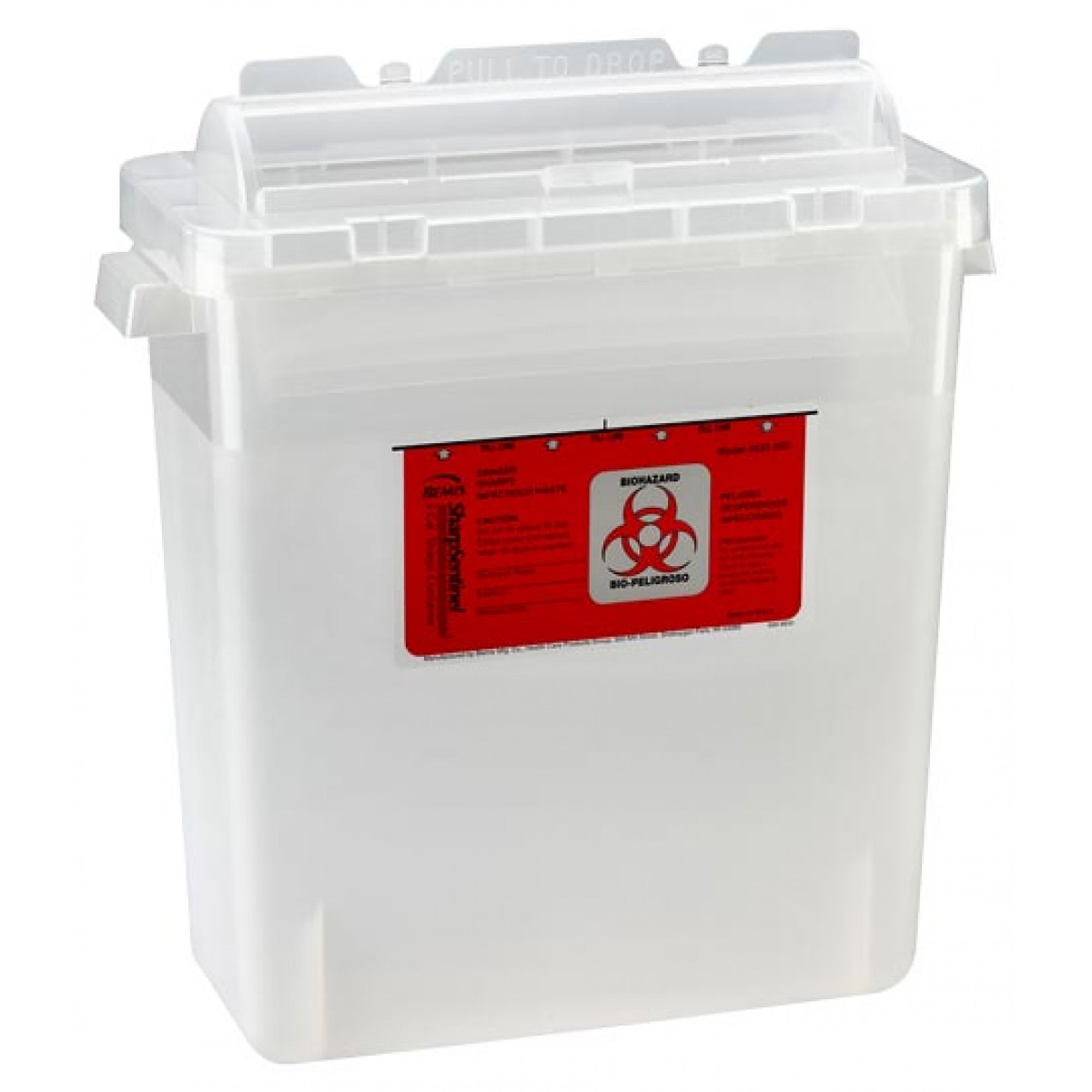 Sharps Container Bemis Sentinel Translucent Base 15 H X 13-7/8 L X 6-7/8 W Inch Horizontal Entry 3 Gallon