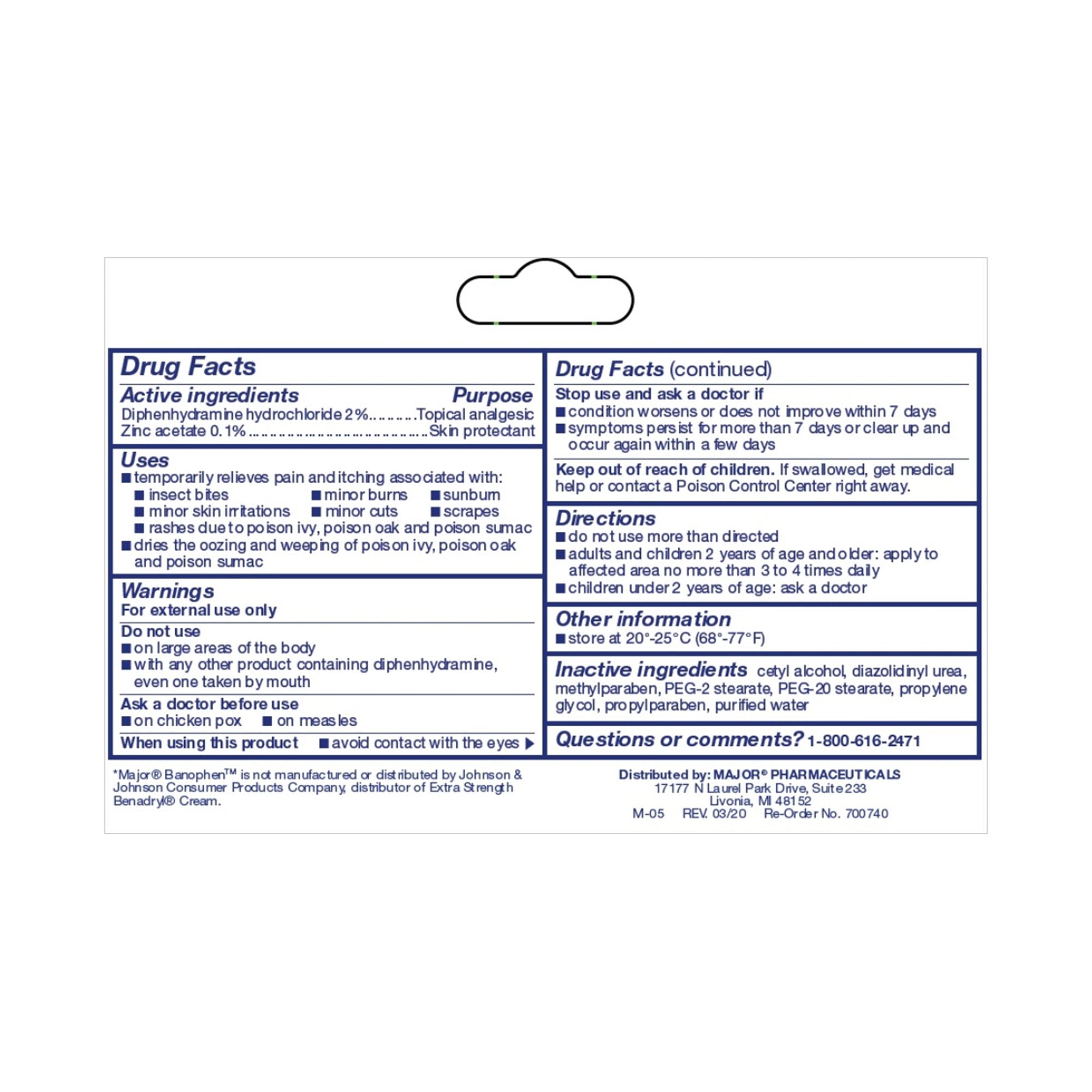 Itch Relief Banophen 2% - 0.1% Strength Cream 30 Gram Tube,Packaging Type- Each