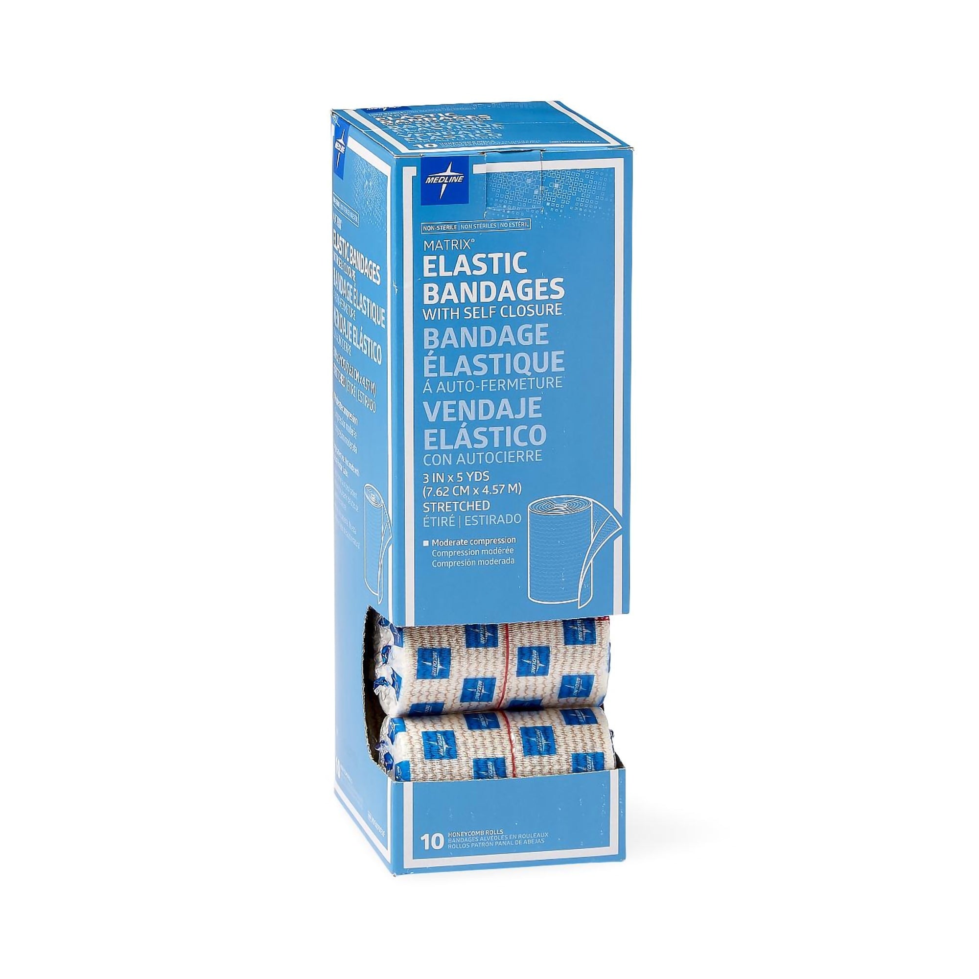 Elastic Bandage Matrix 3 Inch X 5 Yard Double Hook and Loop Closure Natural NonSterile Medium Compression, Packaging Type- Box