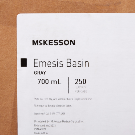 Emesis Basin Graphite 20 oz. Plastic Single Patient Use, Packaging Type- Case