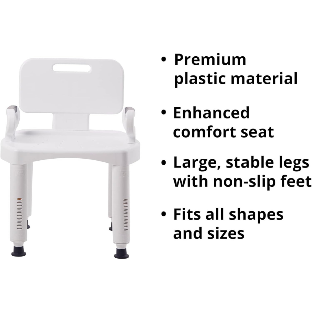 Bath Bench McKesson Removable Arms Plastic Frame Removable Backrest 21-1/4 Inch Seat Width 350 lbs. Weight Capacity, Packaging Type- Case