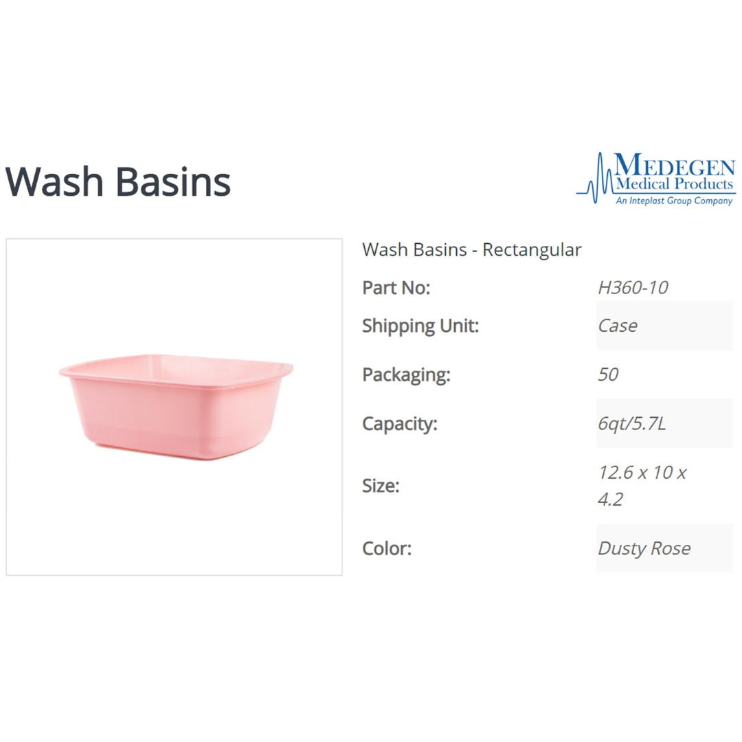 Wash Basin 6 Quart Rectangle NonSterile, Packaging Type- Case