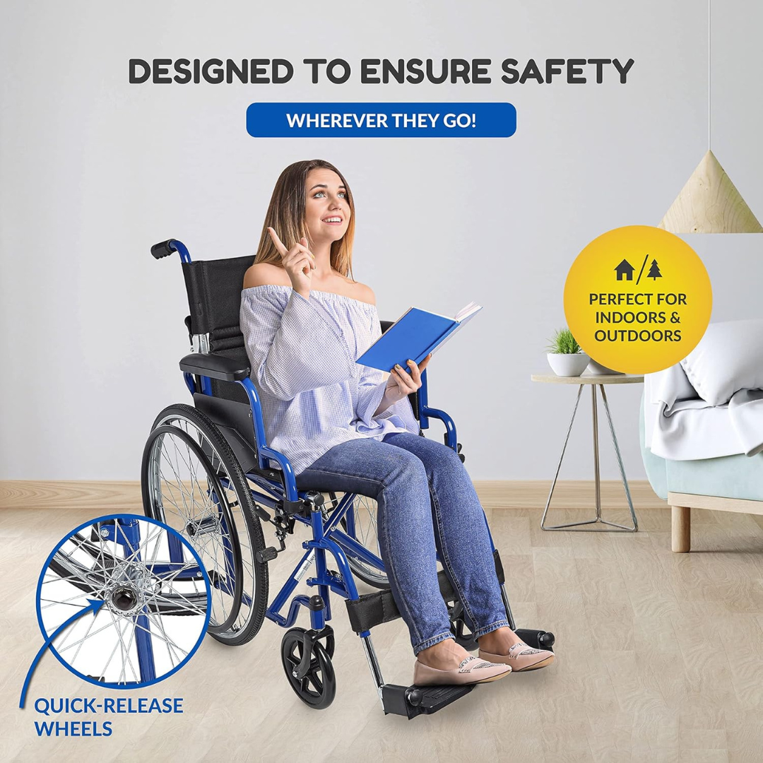 Ziggo Lightweight Wheelchair with flip-back, padded desk-length armrests, 250 lbs Weight Capacity ,ZG1600