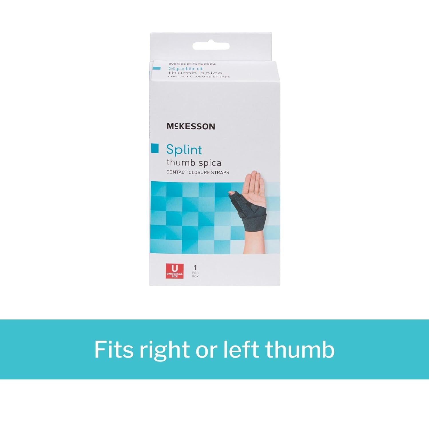 Thumb Splint McKesson Adult Large / X-Large Hook and Loop Strap Closure Right Hand Blue / Gray