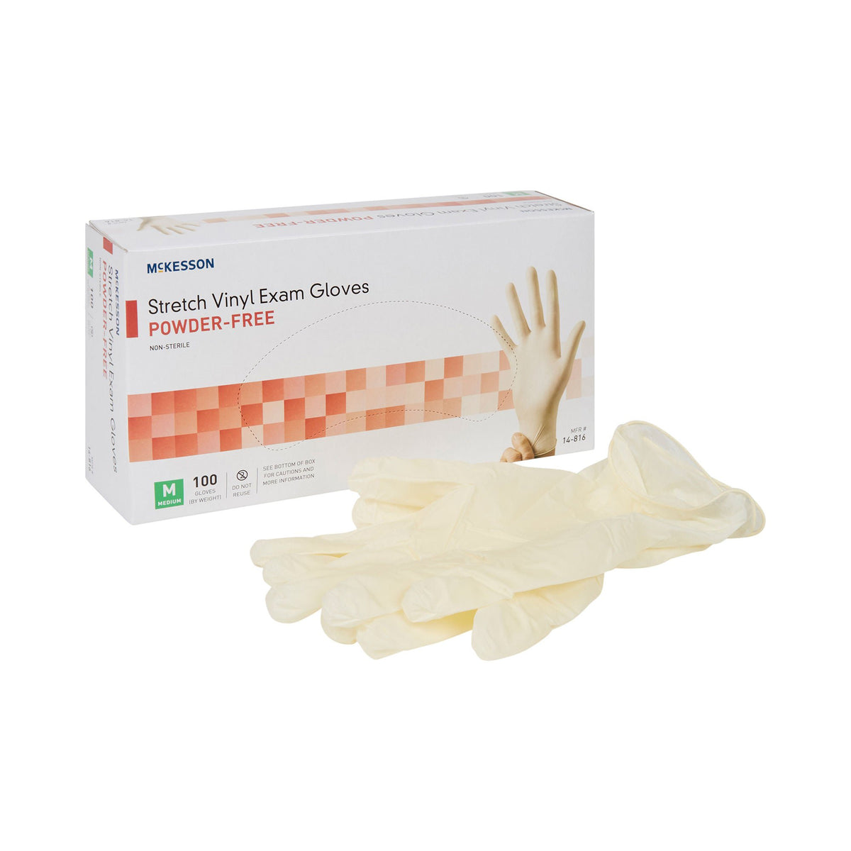 Exam Glove McKesson Medium NonSterile Stretch Vinyl Standard Cuff Length Smooth Ivory Not Rated | 10Box/Case Default Title