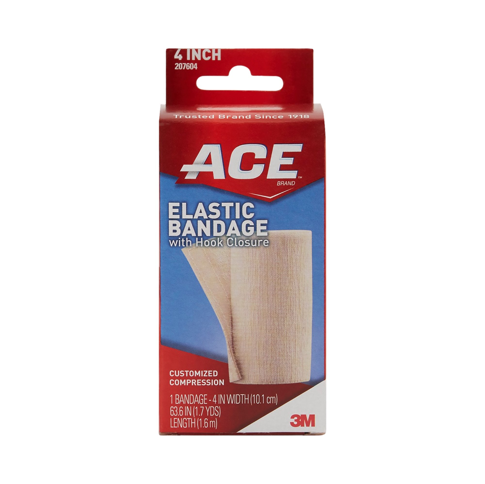 Elastic Bandage 3M ACE 4 Inch X 5.3 Foot Single Hook and Loop Closure Tan NonSterile Standard Compression,Packaging Type- Each