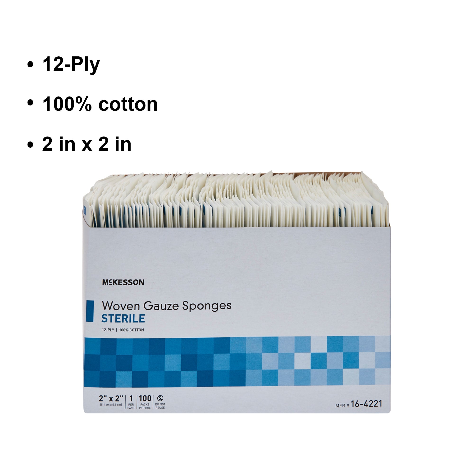 Gauze Sponge McKesson 2 X 2 Inch 12-Ply Sterile 1 per Pack