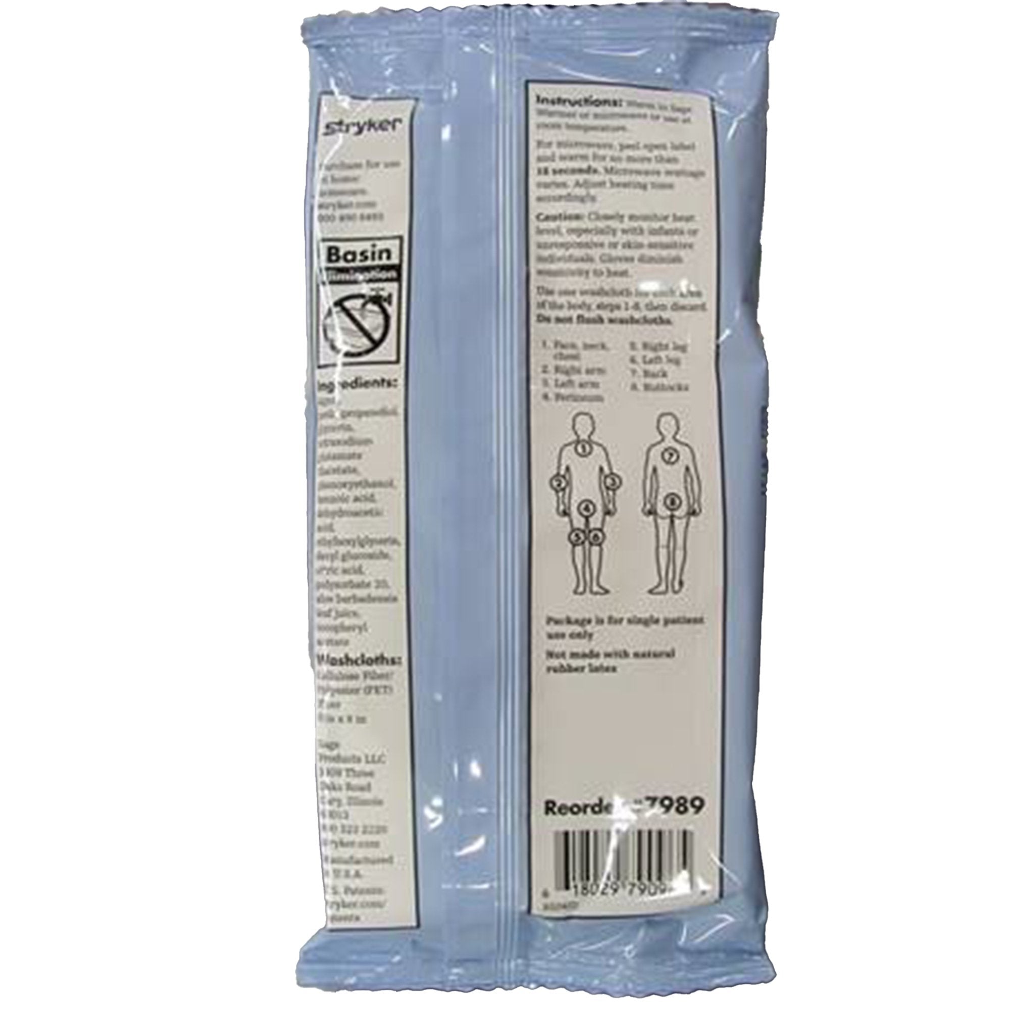 Rinse-Free Bath Wipe Sage Bath Soft Pack Unscented 8 Count, Packaging Type- Case