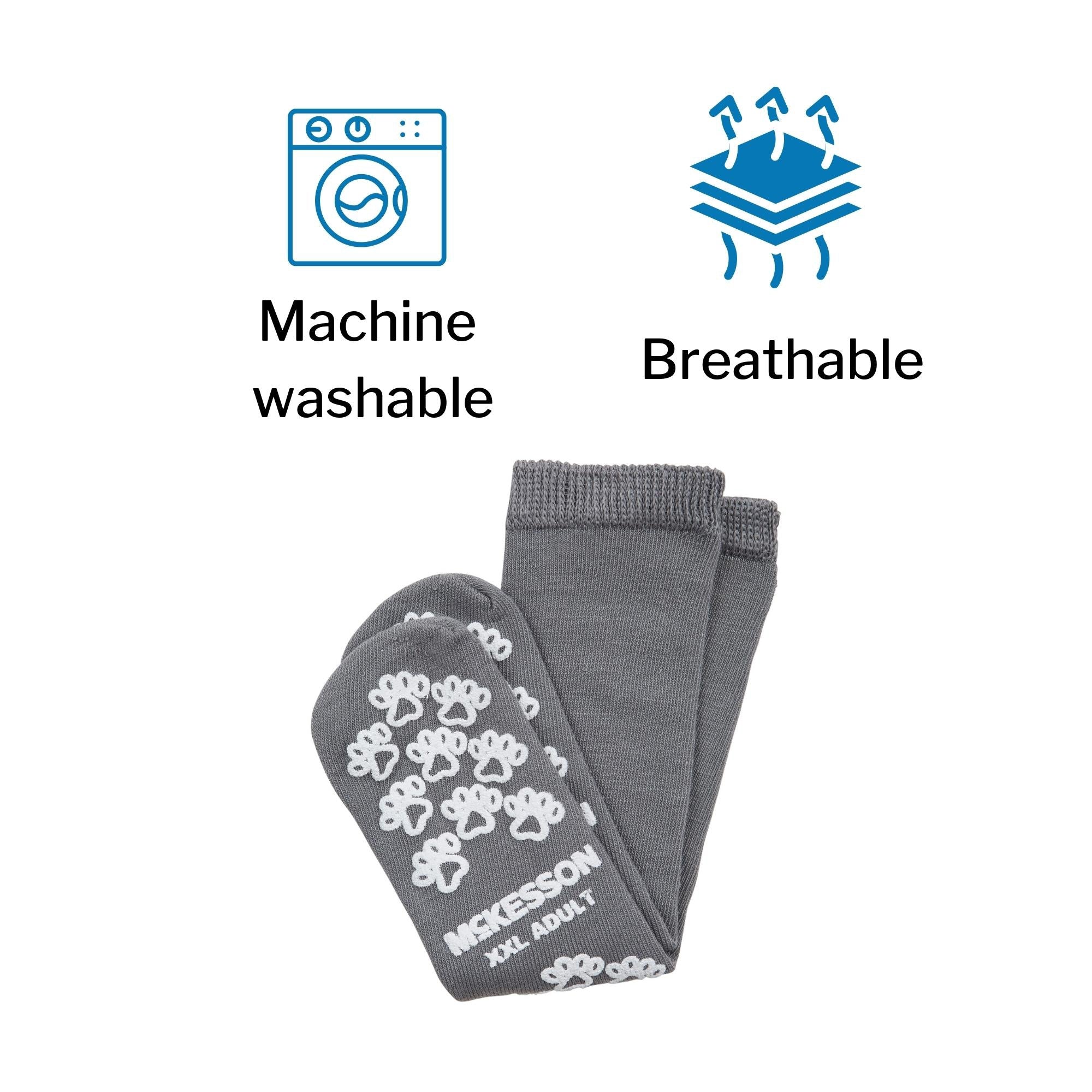 Slipper Socks McKesson Terries Unisex Adult 2X-Large Single Tread Single Patient Use Gray, Packaging Type- Case