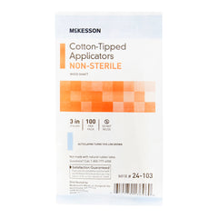 Swabstick McKesson Cotton Tip Wood Shaft 3 Inch NonSterile 100 per Pack, Packaging Type- Case