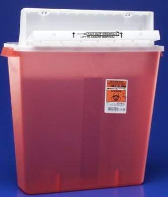 Sharps Container SharpStar In-Room Translucent Red Base 18-1/2 H X 16-1/2 W X 6 D Inch Horizontal Entry 4 Gallon