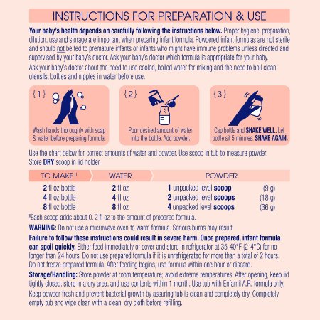 Infant Formula Enfamil A.R. Unflavored 12.9 oz. Can Powder Added Rice Spit Up,Packaging Type- Each