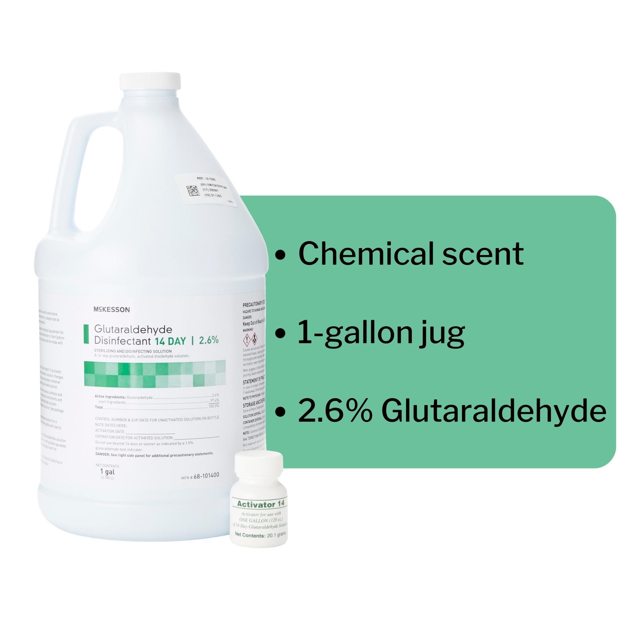 Glutaraldehyde High-Level Disinfectant McKesson 14 Day Activation Required Liquid 1 gal. Jug Reusable, Packaging Type- Case