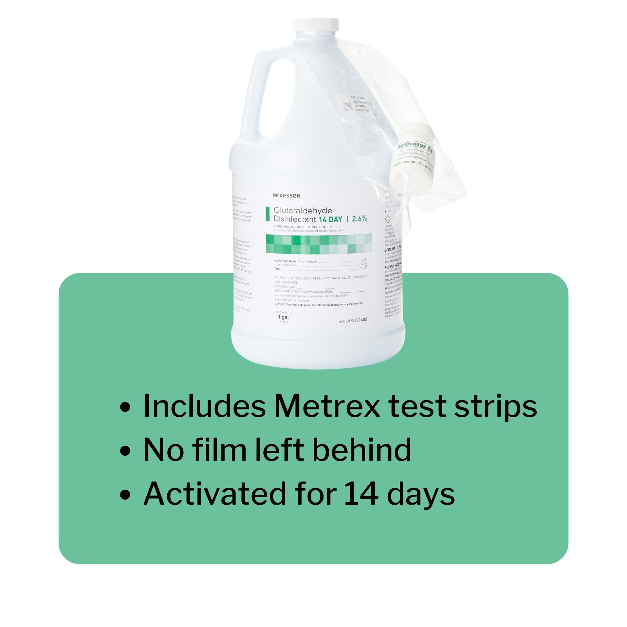 Glutaraldehyde High-Level Disinfectant McKesson 14 Day Activation Required Liquid 1 gal. Jug Reusable, Packaging Type- Case