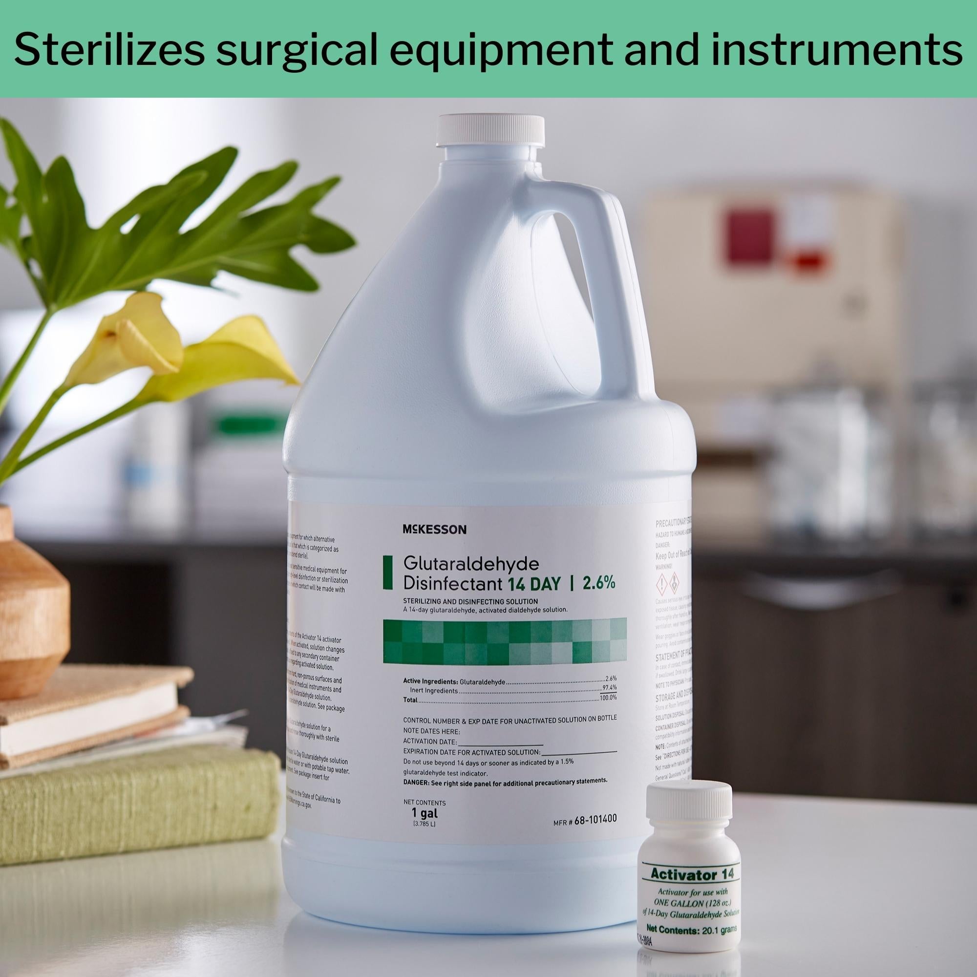 Glutaraldehyde High-Level Disinfectant McKesson 14 Day Activation Required Liquid 1 gal. Jug Reusable, Packaging Type- Case