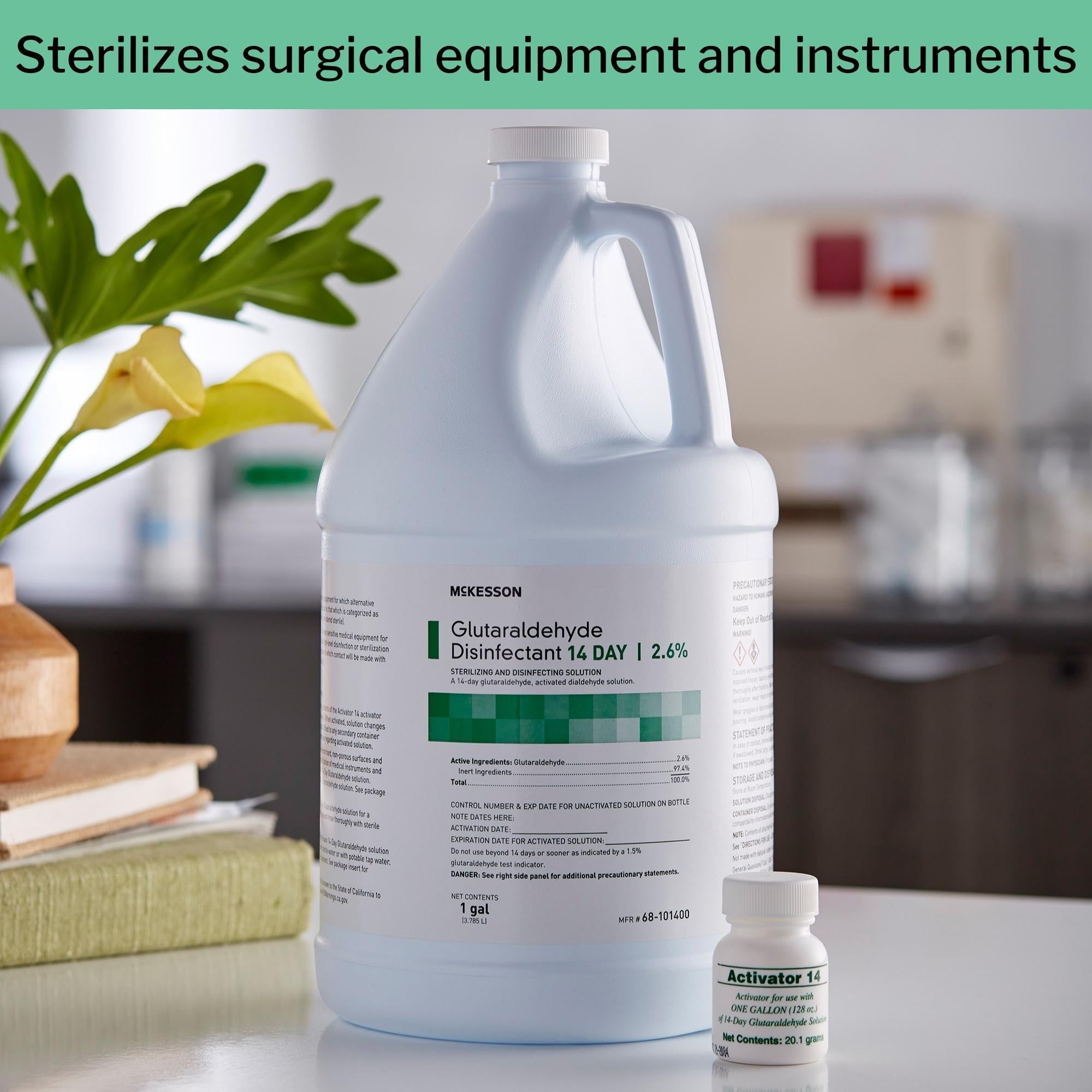 Glutaraldehyde High-Level Disinfectant McKesson 14 Day Activation Required Liquid 1 gal. Jug Reusable, Packaging Type- Case