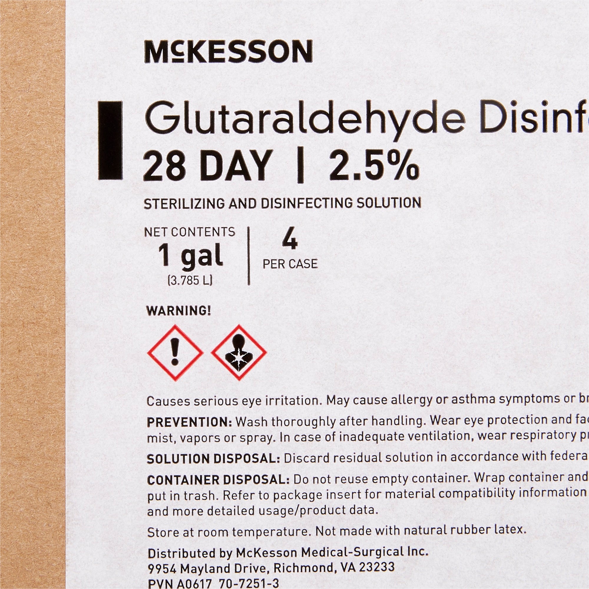 Glutaraldehyde High-Level Disinfectant McKesson 28 Day Activation Required Liquid 1 gal. Jug Reusable, Packaging Type- Case
