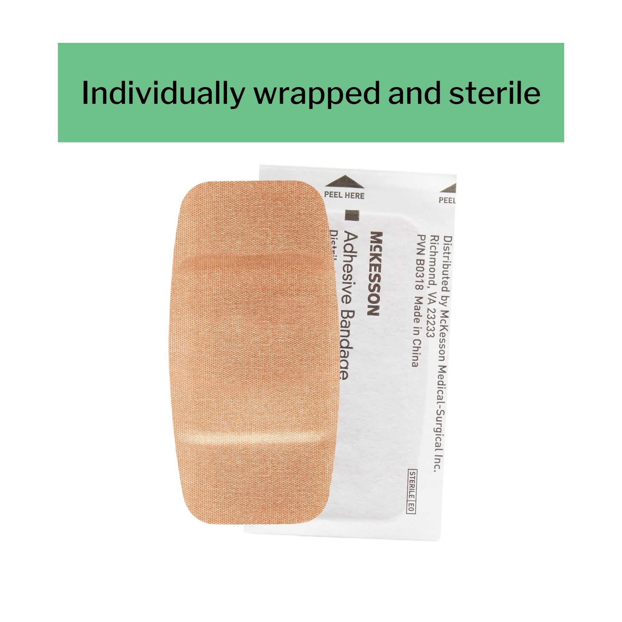 Adhesive Strip McKesson 2 X 4 Inch Fabric Rectangle Tan Sterile