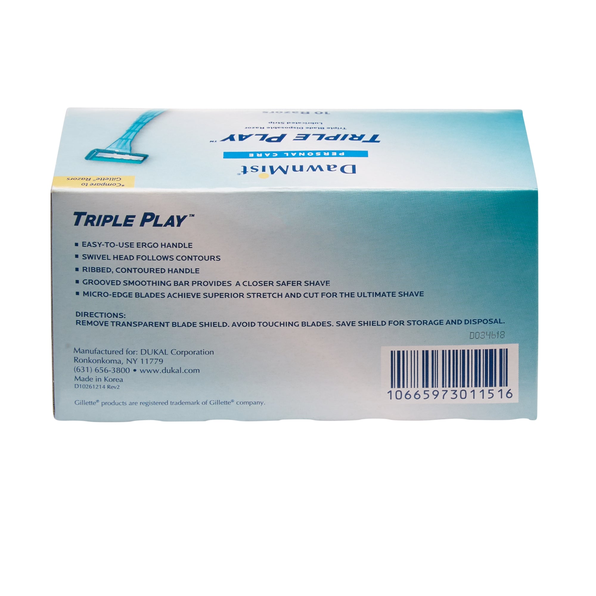 Personal Razor with Lubricating Strip DawnMist Triple Play Single Edge Triple Blade NonSterile Disposable,Packaging Type- Box