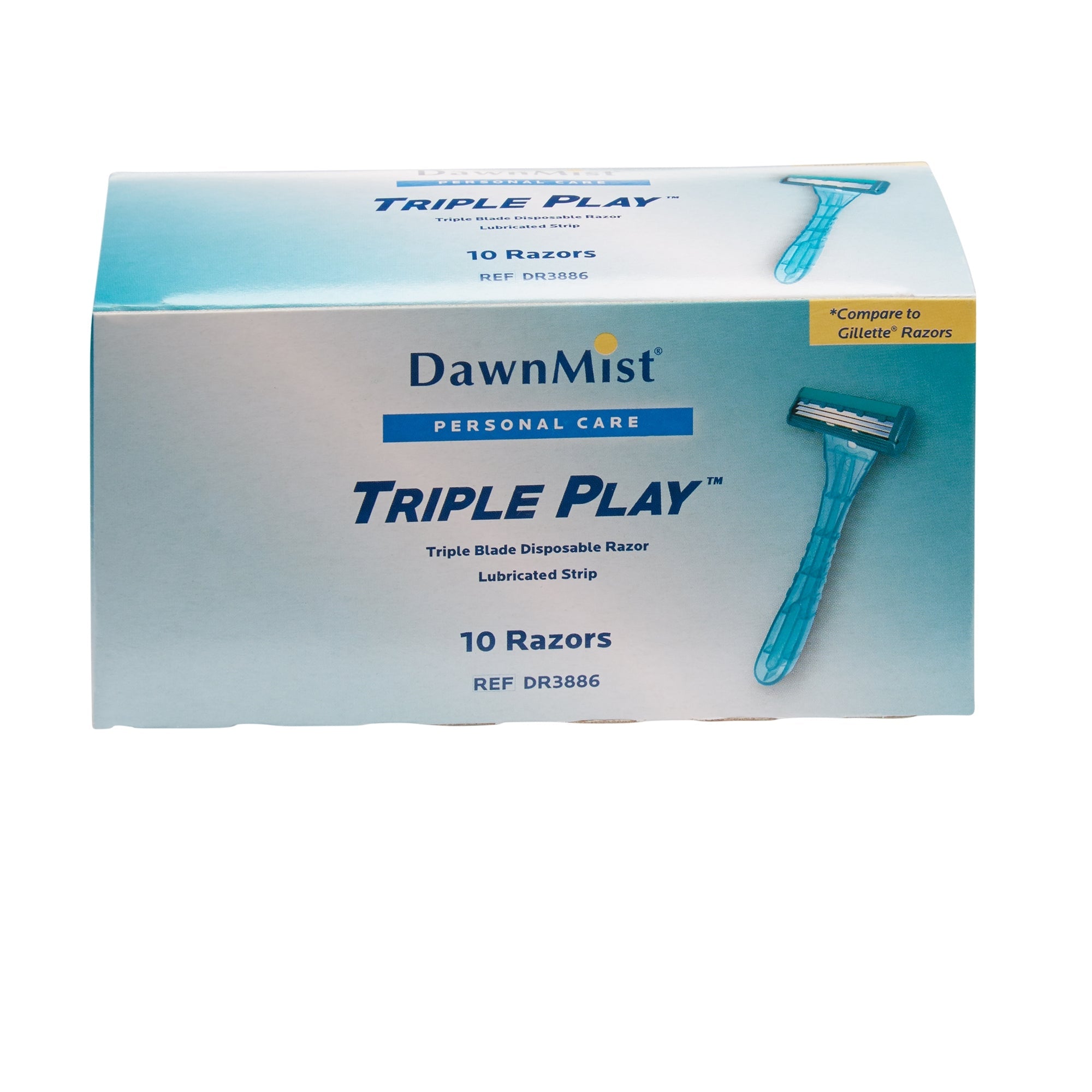 Personal Razor with Lubricating Strip DawnMist Triple Play Single Edge Triple Blade NonSterile Disposable,Packaging Type- Box
