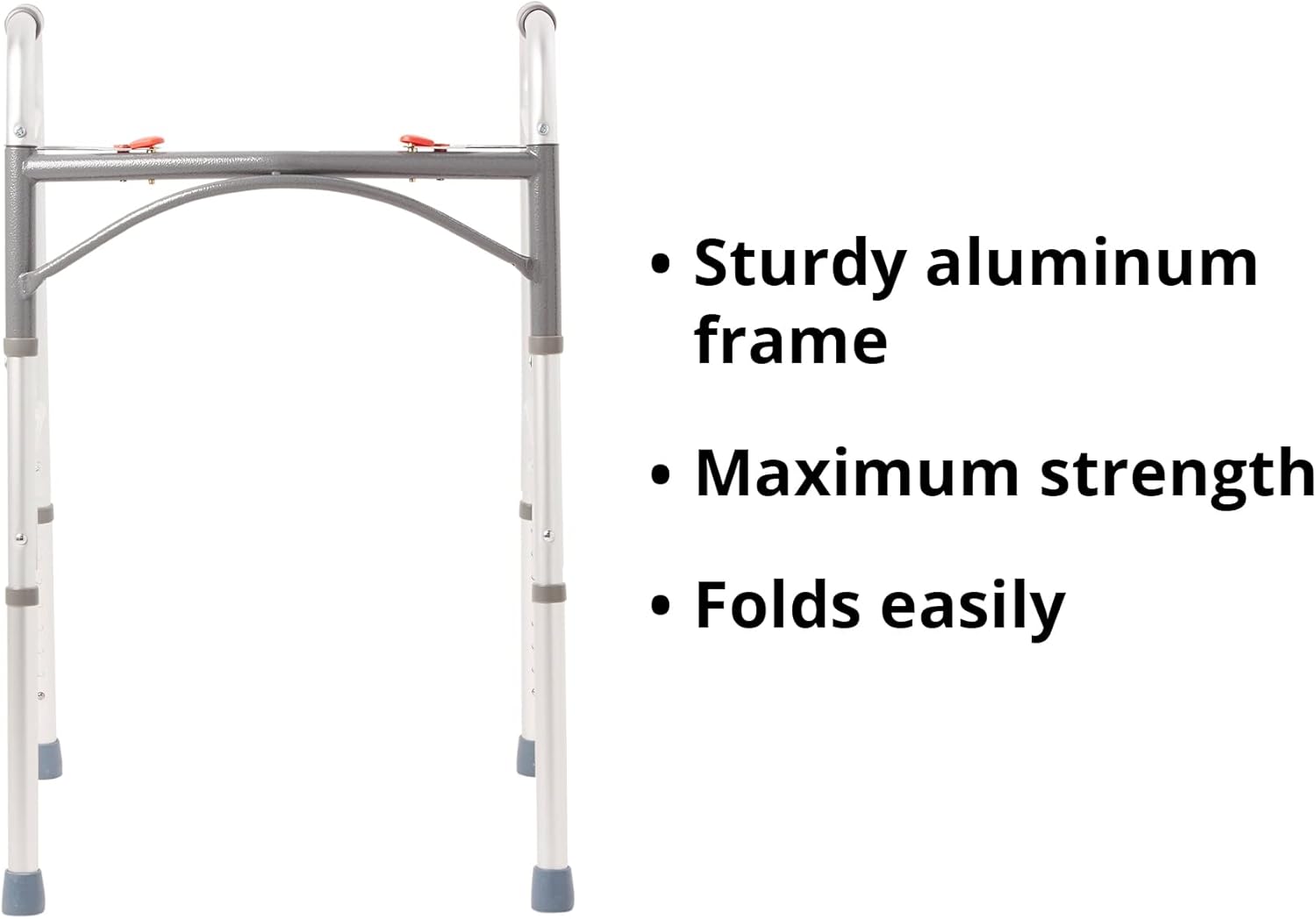 Dual Release Folding Walker Adjustable Height McKesson Aluminum Frame 350 lbs. Weight Capacity 32 to 39 Inch Height, Packaging Type- Case