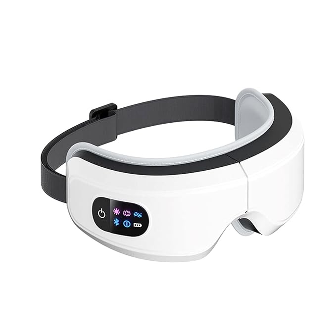 Masajeador de ojos con vibración, compresa caliente, calmante, hidratante visual, máscara de ojos inteligente con Bluetooth para adultos, protector ocular.