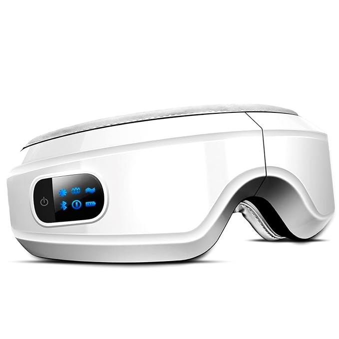 Masajeador de ojos con vibración, compresa caliente, calmante, hidratante visual, máscara de ojos inteligente con Bluetooth para adultos, protector ocular.