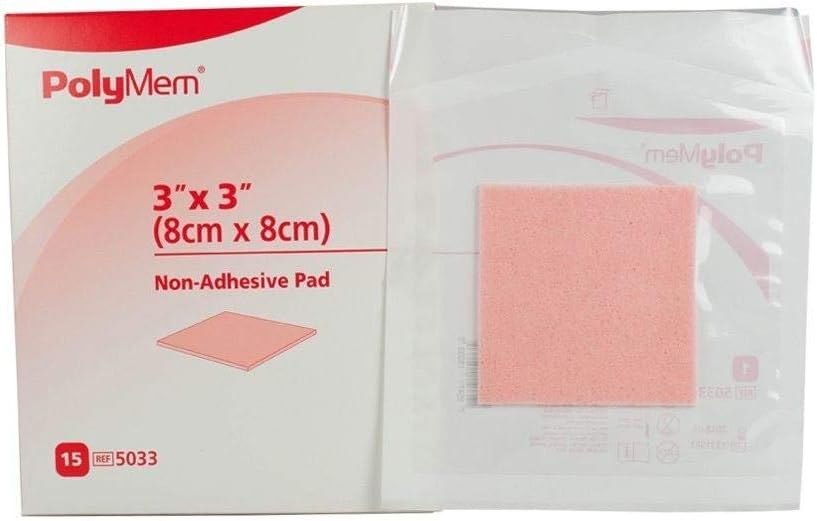 Foam Dressing PolyMem 3 X 3 Inch Without Border Film Backing Nonadhesive Square Sterile, Packaging Type- Case