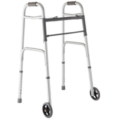 Lumex Aluminum Lightweight Folding Walker Height Adjustment-32Inch - 39Inch, Weight Support-300lbs, Wheel Size-5inch, Width-25.5Inch, 716270B2
