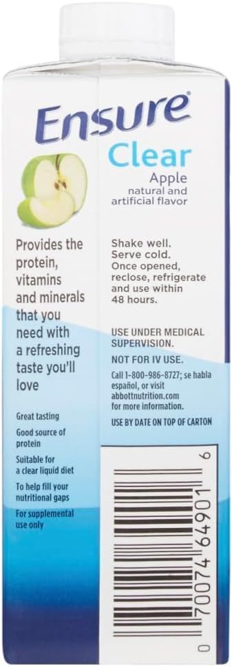 Oral Supplement Ensure Clear Therapeutic Nutrition Apple Flavor Liquid 8 oz. Reclosable Carton