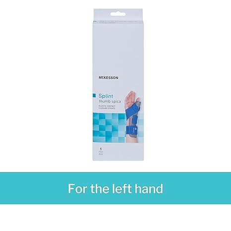 Thumb Splint McKesson Adult Large / X-Large Hook and Loop Strap Closure Right Hand Blue / Gray